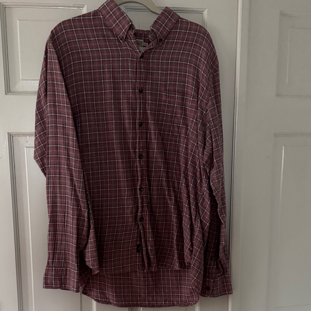 Faherty Burgundy Plaid Casual Shirt